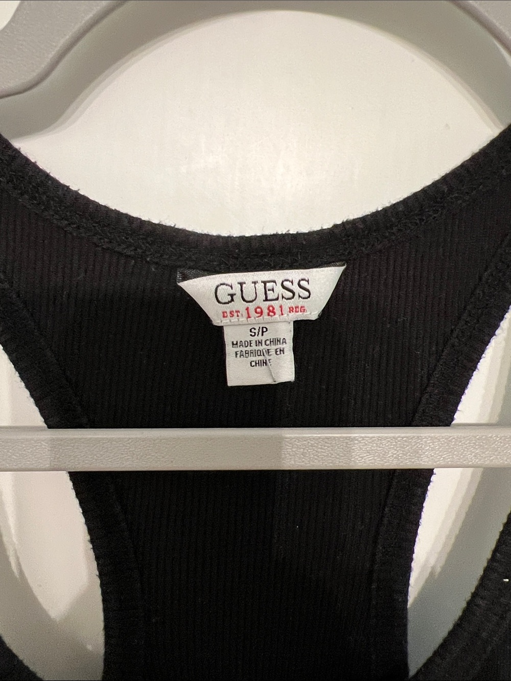 GUESS Black Racerback Tank with Gold Rhinestone Logo - Picture 3 of 7